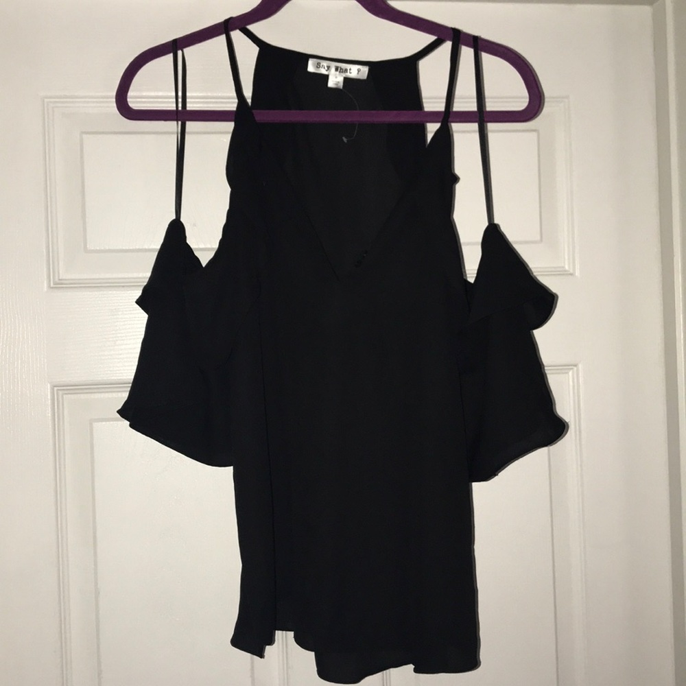 Black cold shoulder shirt